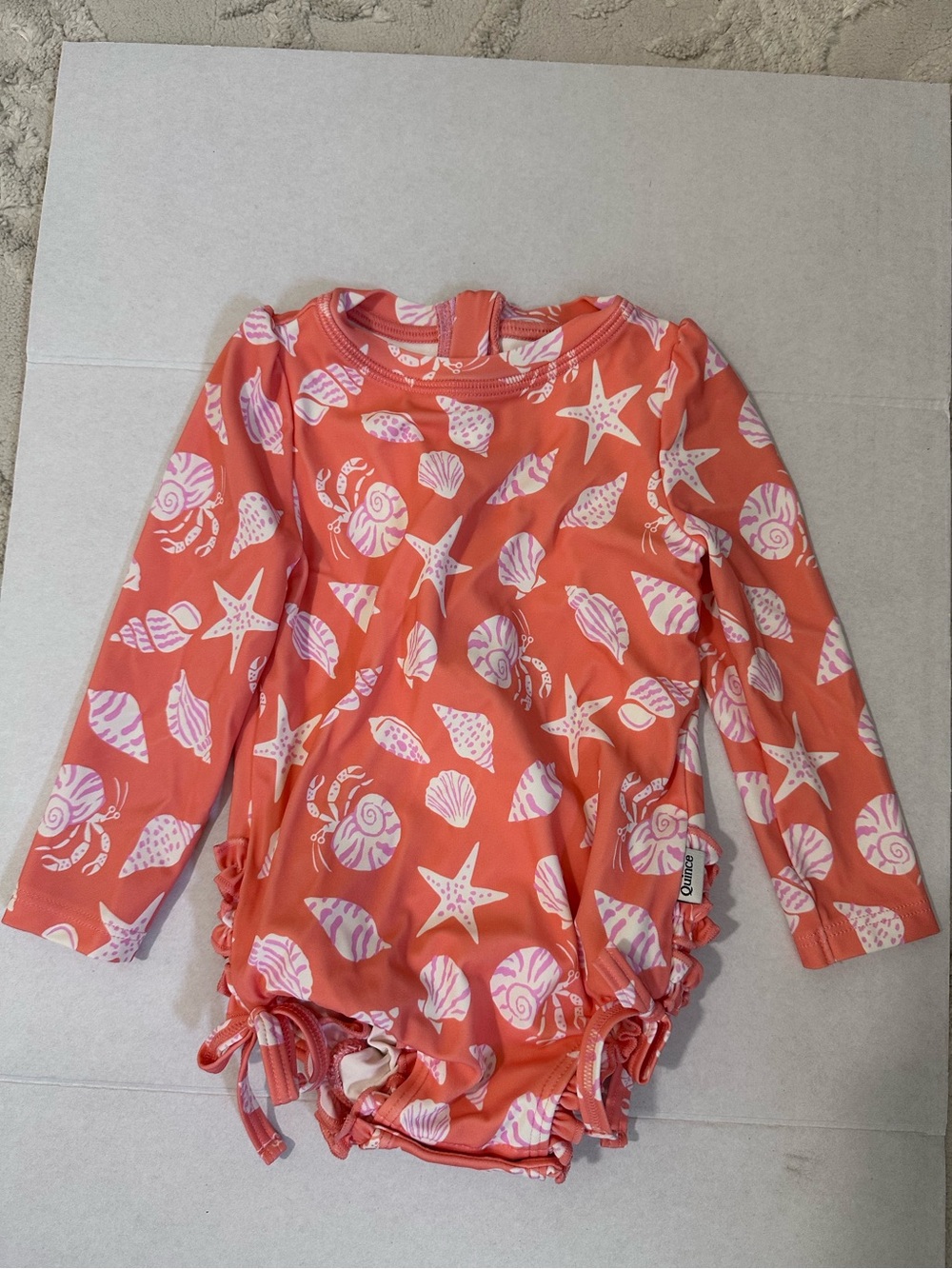 QUINCE Sunsafe Ruffle One-Piece Rash Guard 9-12 Months